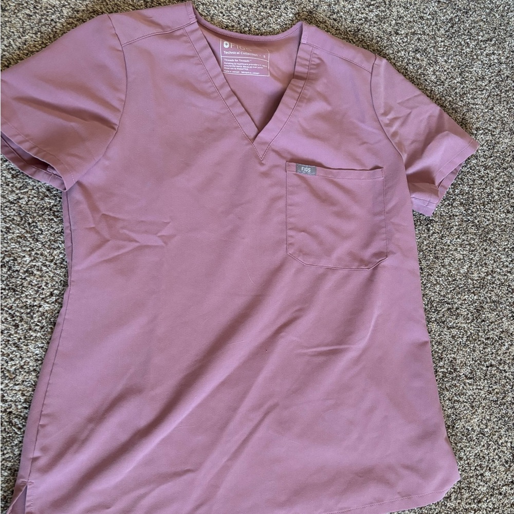 Figs Pink Short Sleeve scrub Top